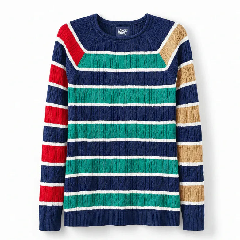 Lands’ End Colorblock Cable-Knit Sweater - Gomix Brands Outlet